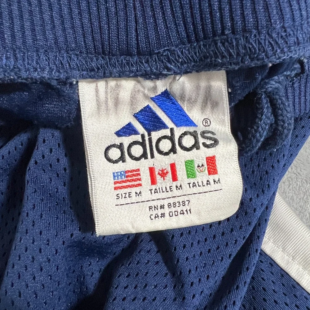 Vintage Adidas Shorts Mens Medium Blue Mesh Dazzle Shiny 90s Y2K Gym Training